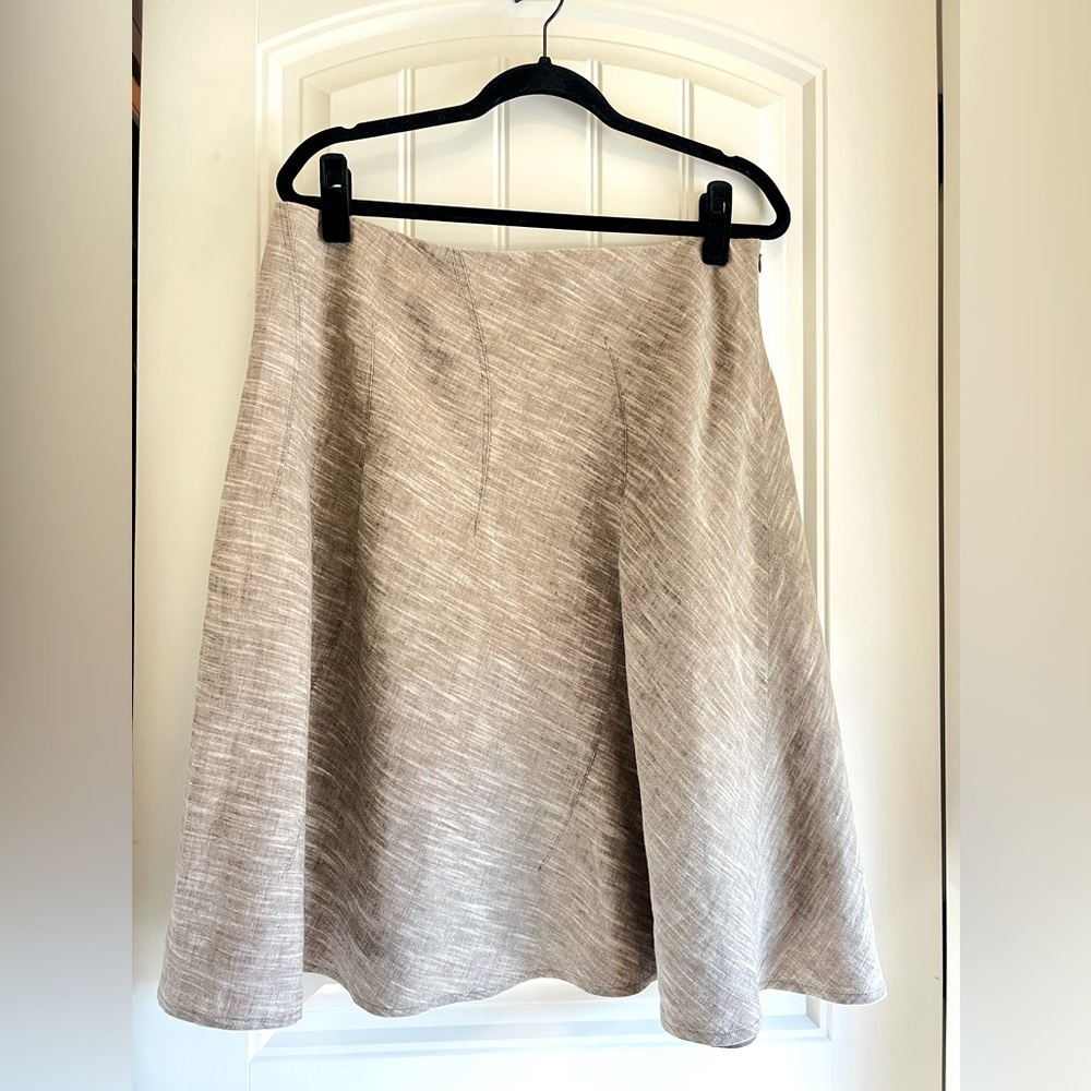 Luciano Barbera Beige Linen A-Line Skirt